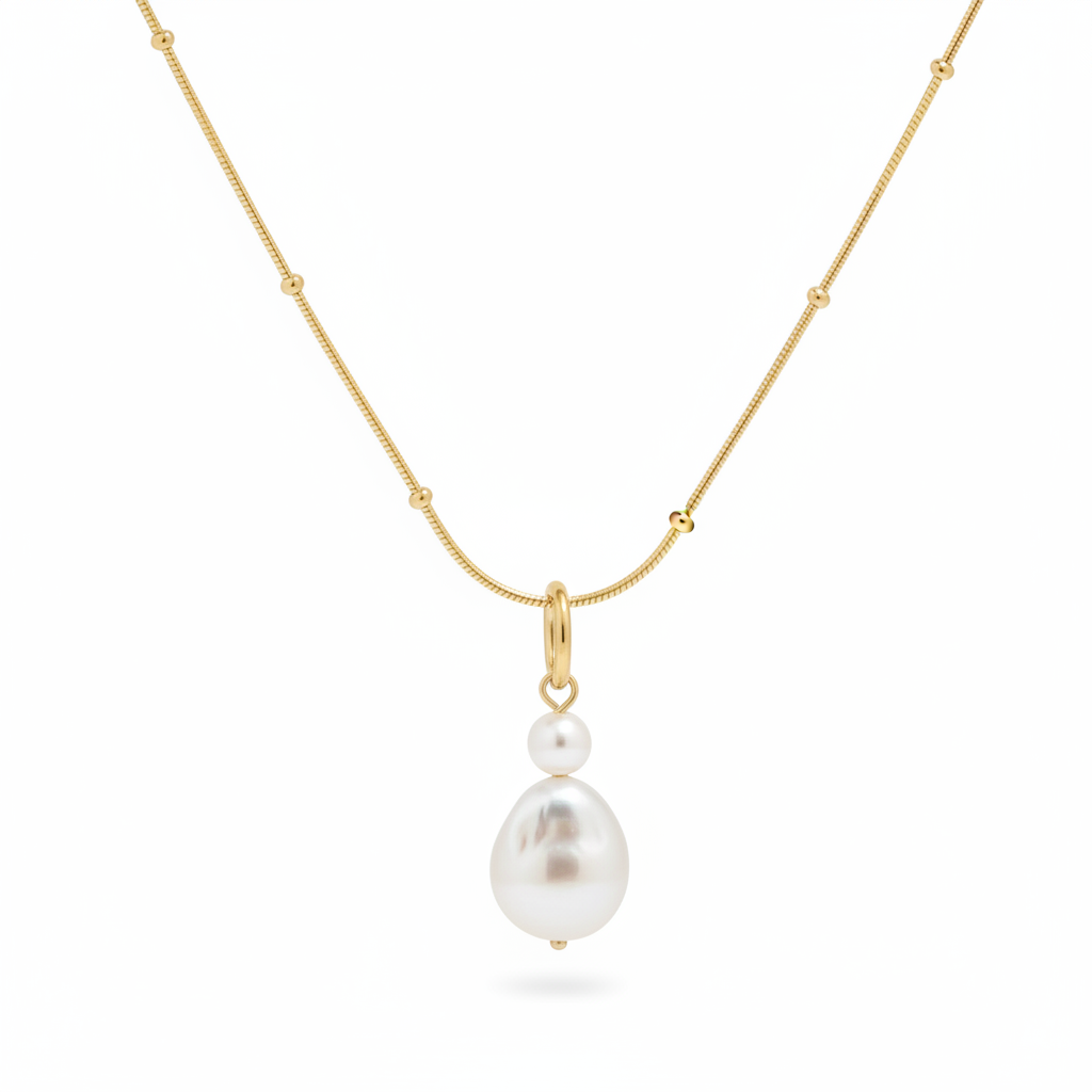 Luna Pearl Gold Necklace