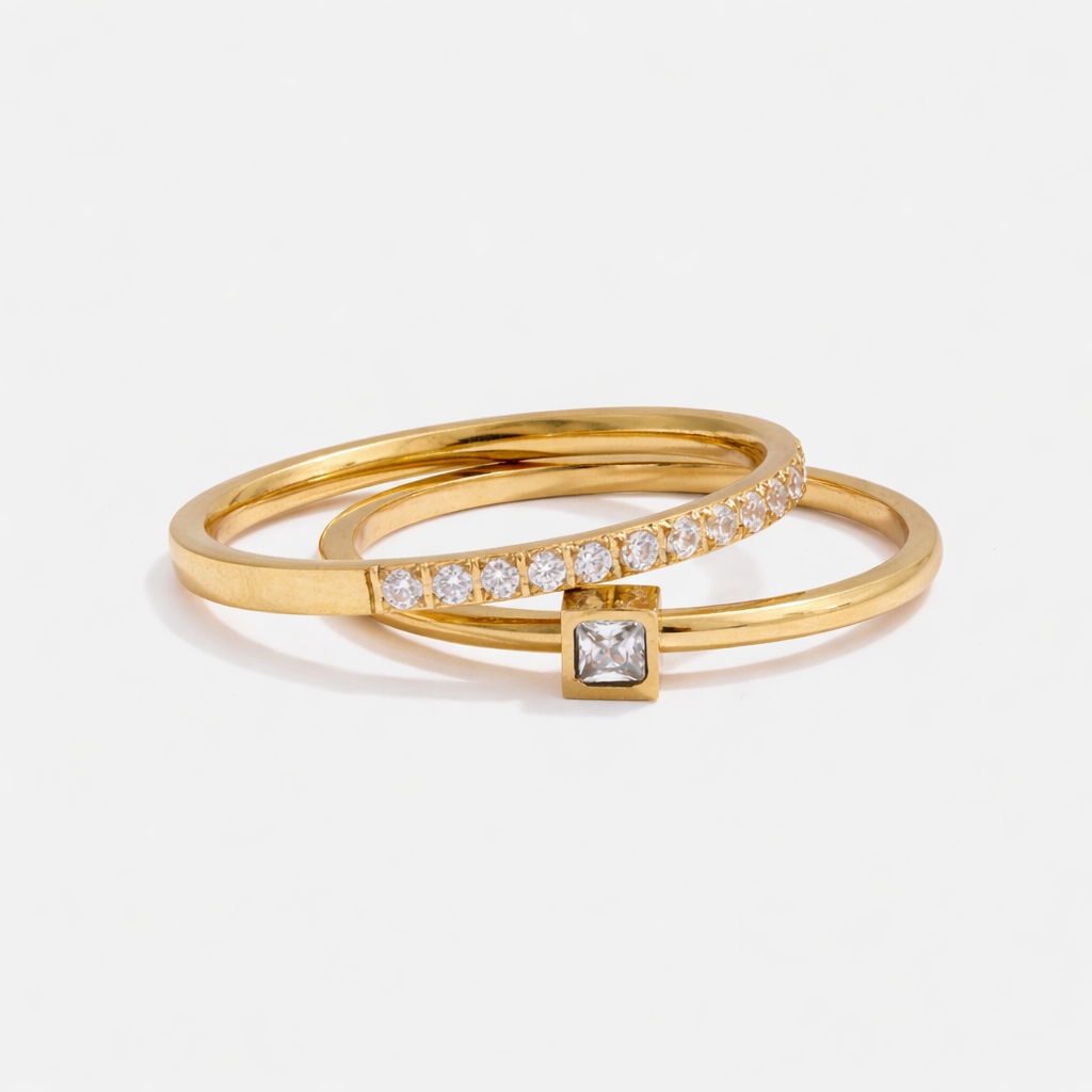 Willow Gold Diamond Ring Set