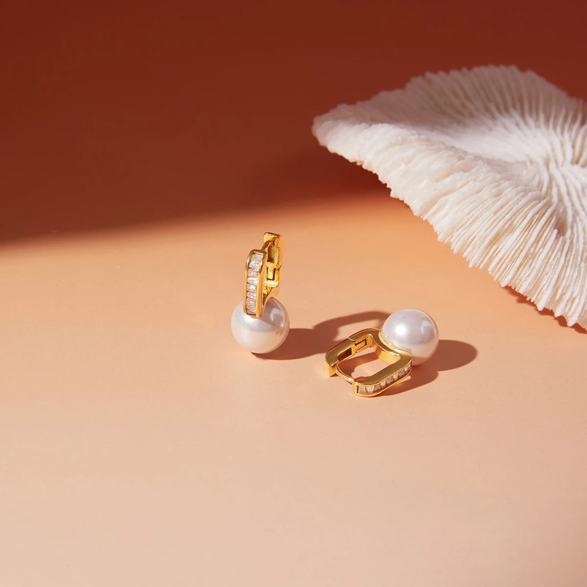 Vivienne Pearl Huggie Earrings