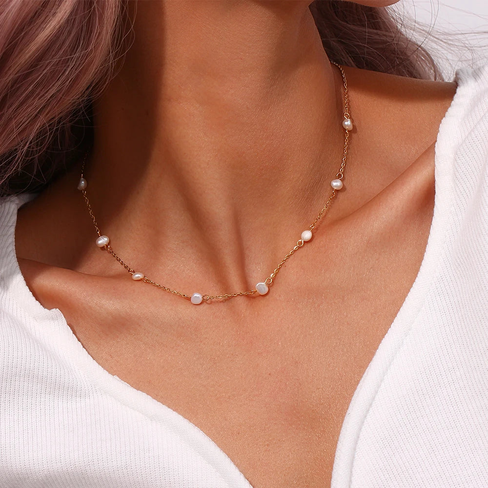 Esther Gold Pearl Necklace