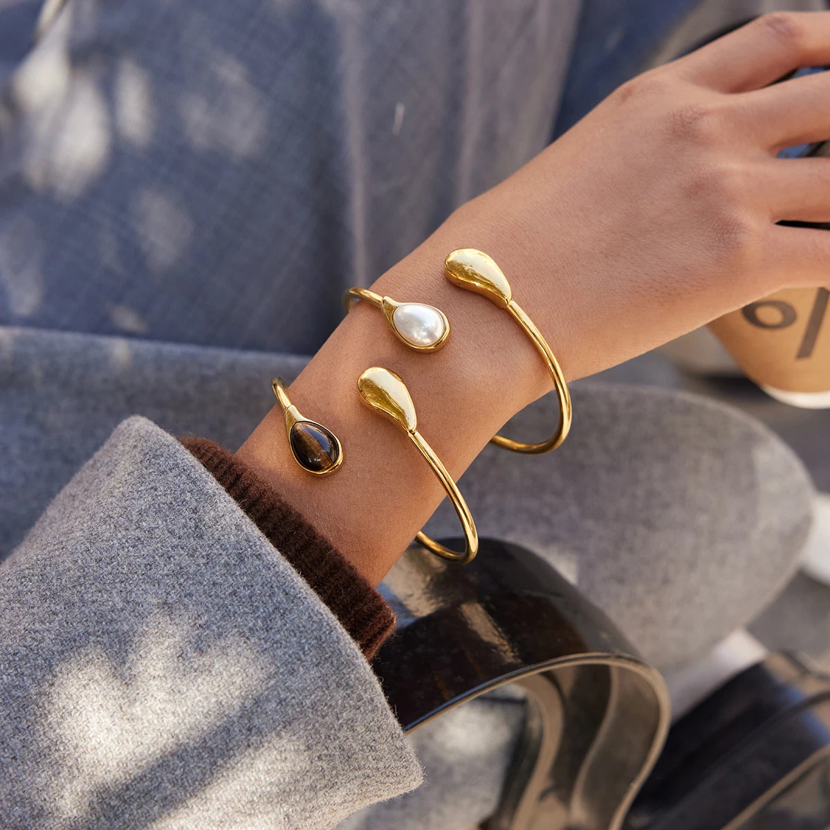 Edith Gold Pearl Cuff Bracelet