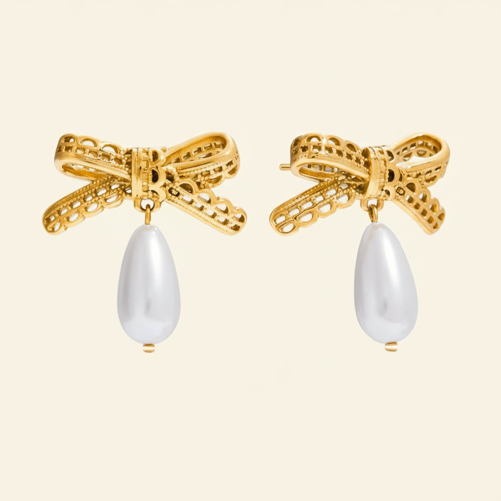 Mira Bowknot Pearl Earrings