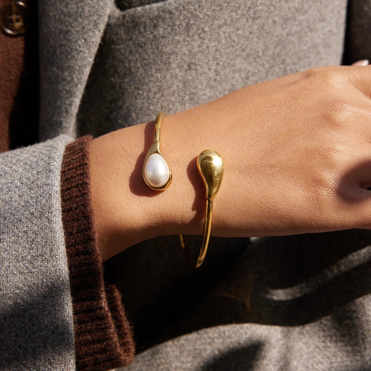 Edith Gold Pearl Cuff Bracelet