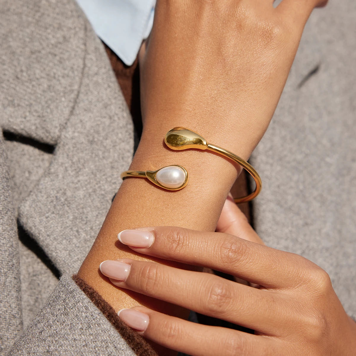 Edith Gold Pearl Cuff Bracelet