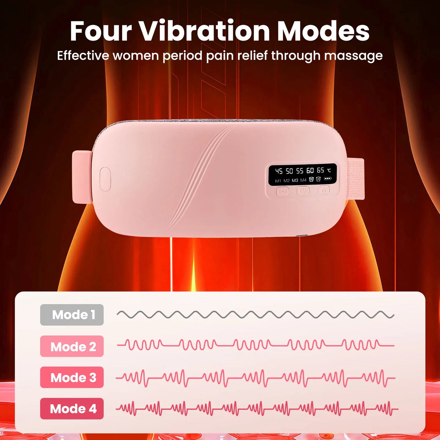Portable period pain relief belt with adjustable temperature