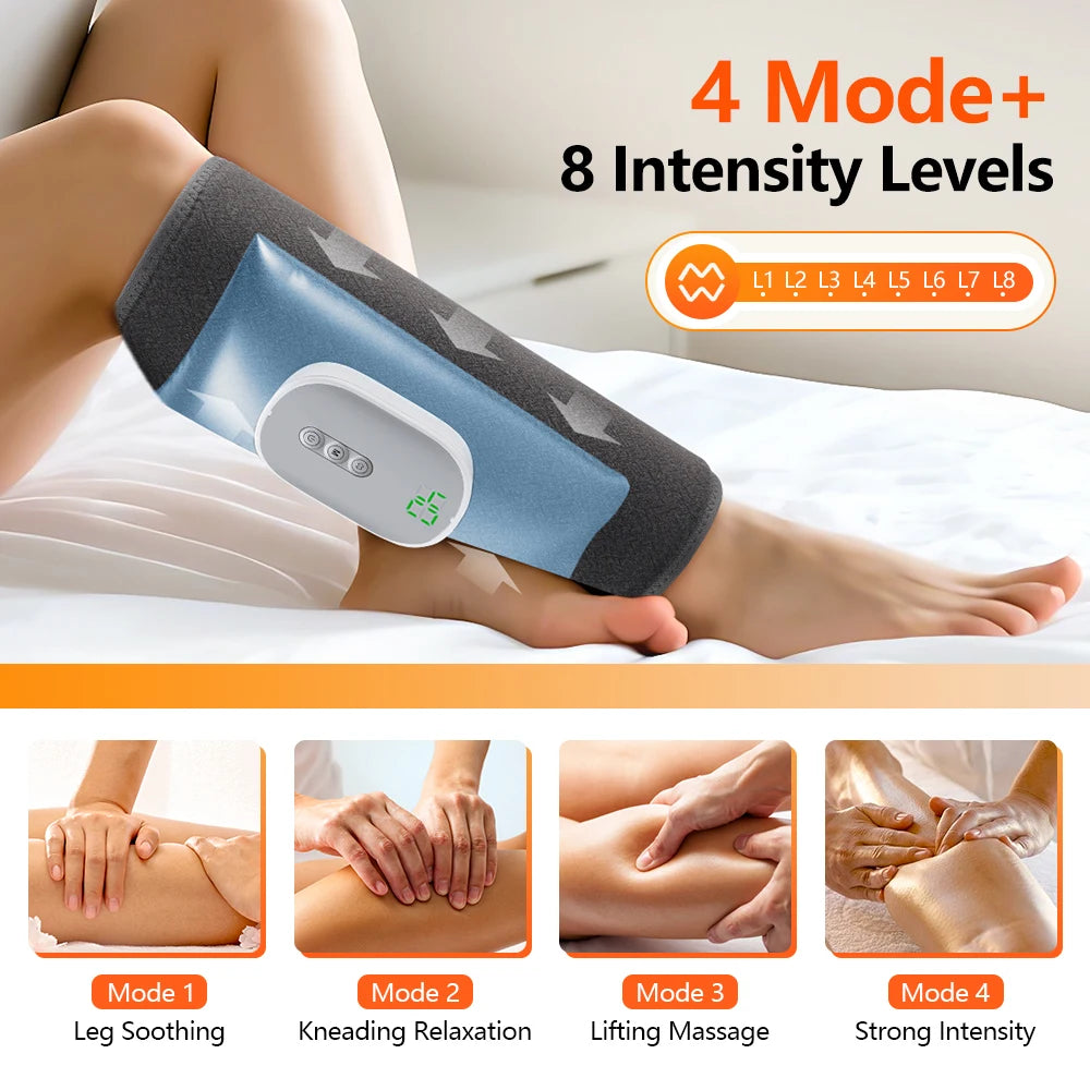 Electric Leg Massager – 8-Level Air Compression & Heating Therapy