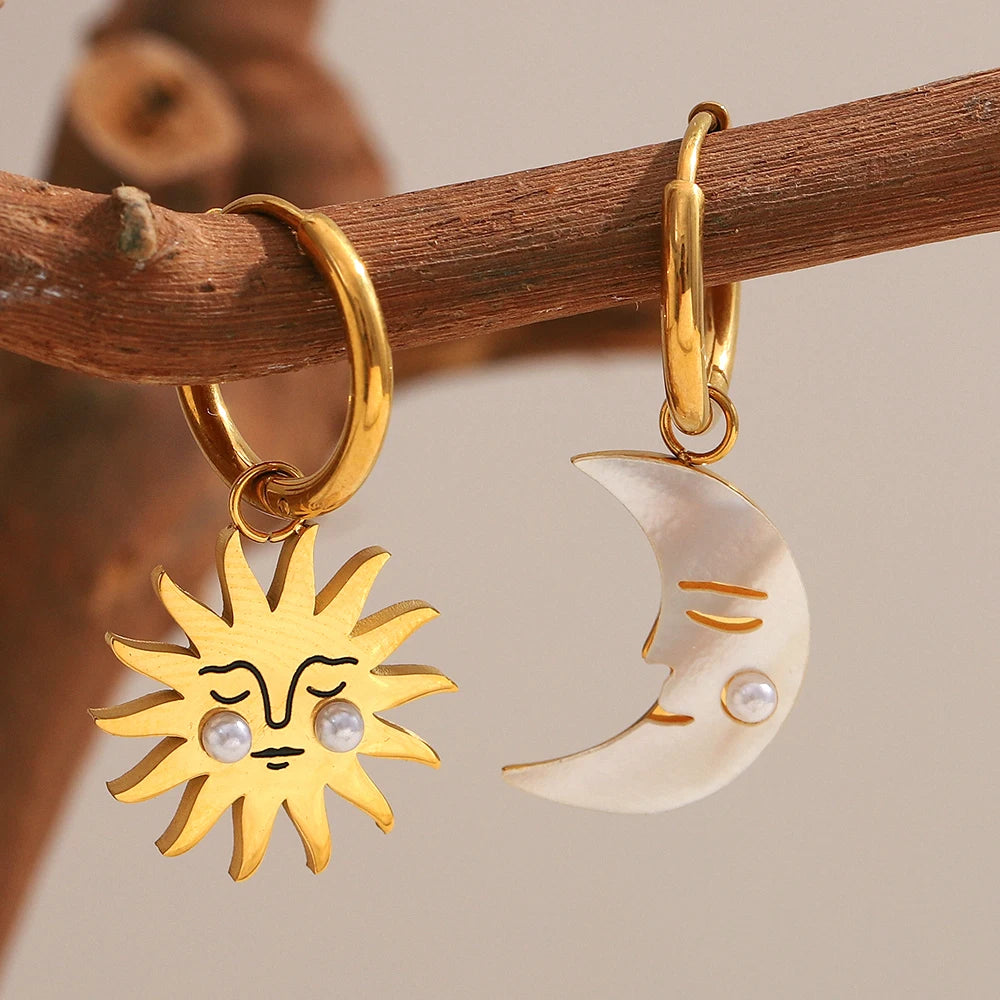 Aurora Sun Moon Gold Earrings