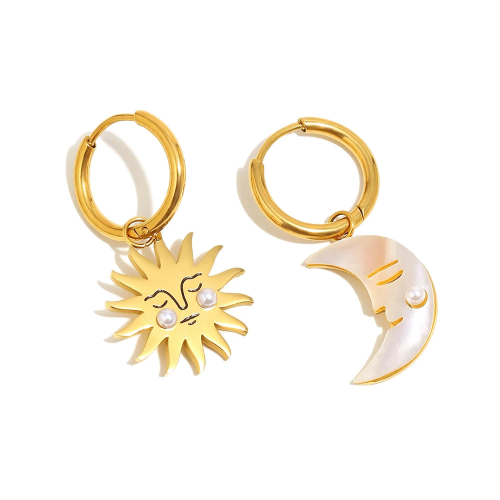 Aurora Sun Moon Gold Earrings