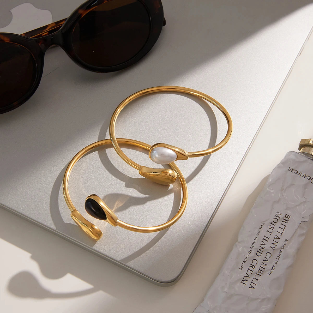 Edith Gold Pearl Cuff Bracelet