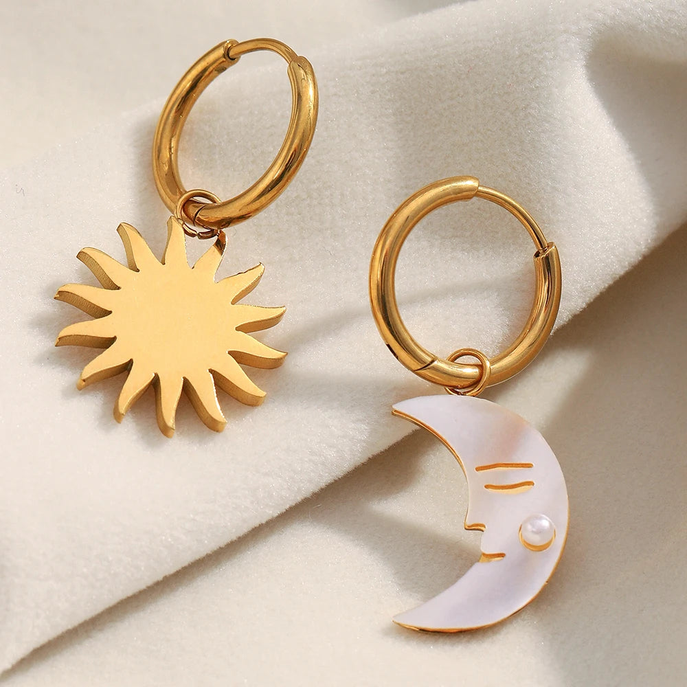 Aurora Sun Moon Gold Earrings