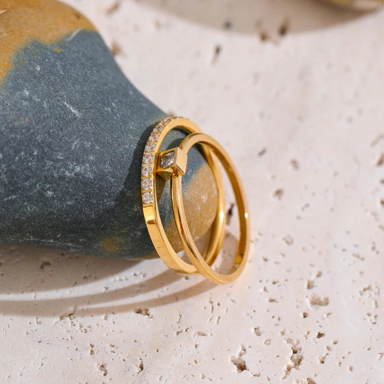 Willow Gold Diamond Ring Set