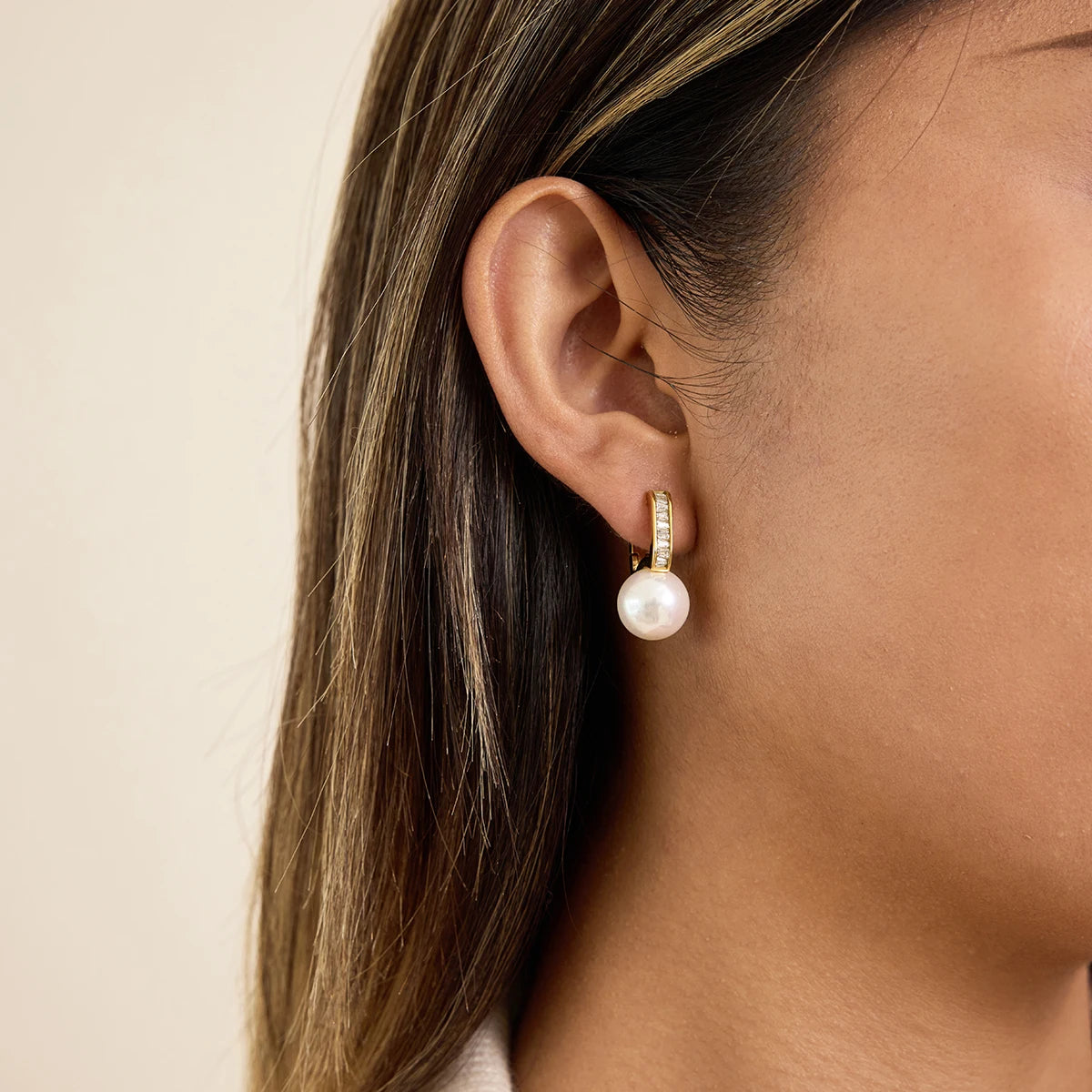 Vivienne Pearl Huggie Earrings