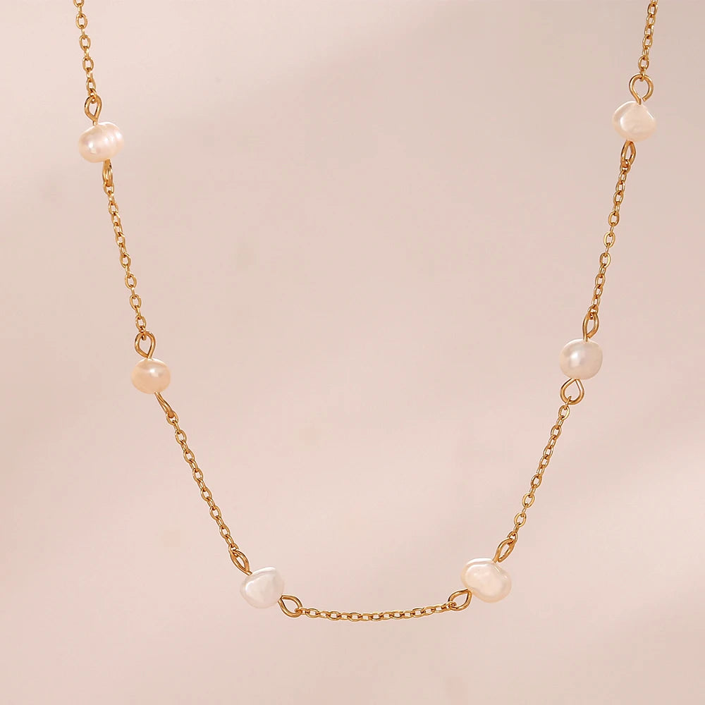 Esther Gold Pearl Necklace