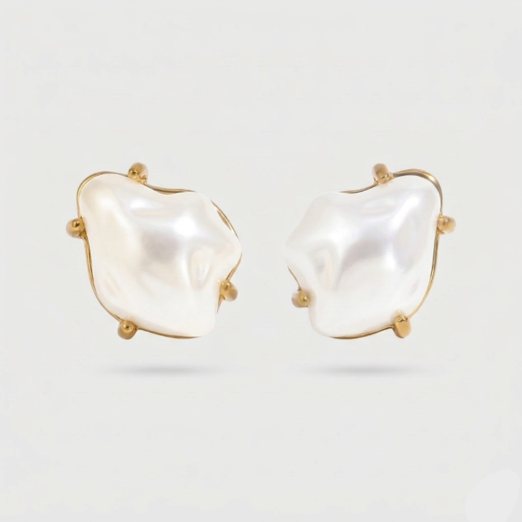 Baroque freshwater pearls meet minimalist 18K gold settings in these statement studs. Hypoallergenic and waterproof for effortless everyday luxury.
