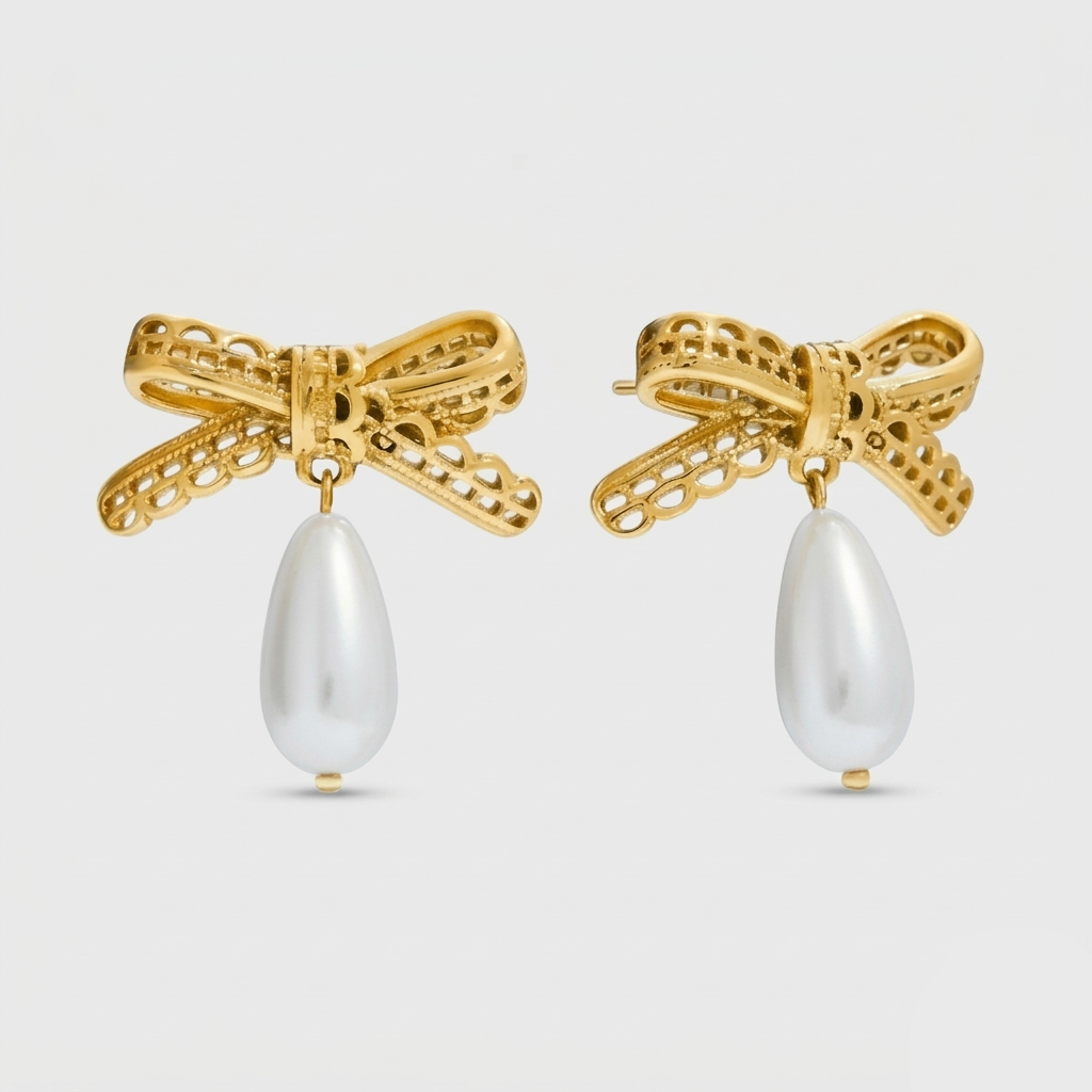 Mira Bowknot Pearl Earrings